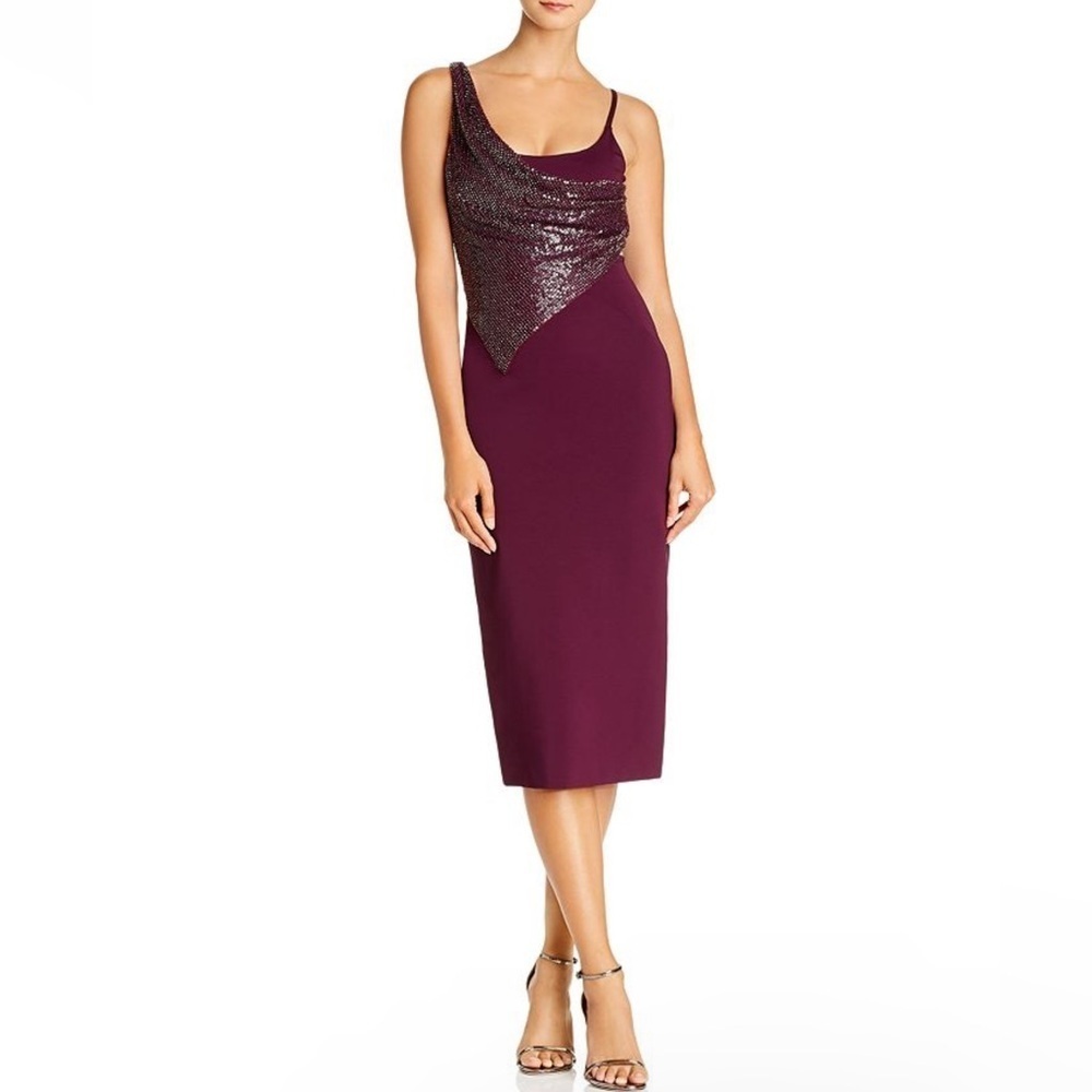 Cushnie Plum Diamond Embellished Pencil MIidi Dress size 6